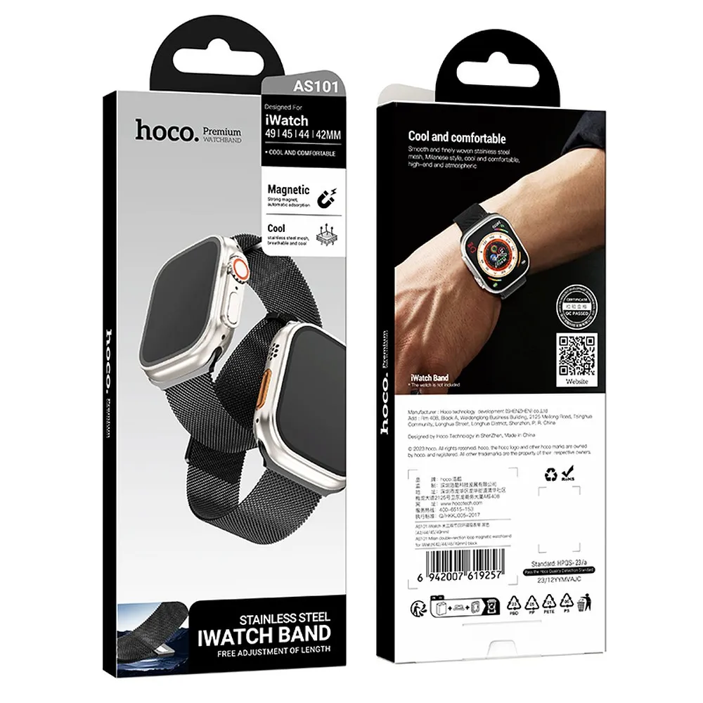 HOCO strap for Apple Watch 42 / 44 / 45 / 49 mm AS101 black - Image 6