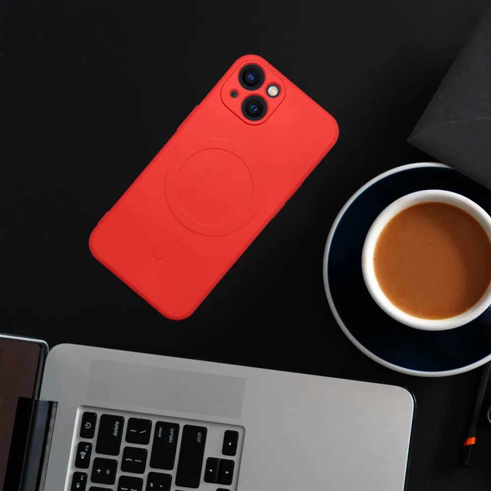SILICONE MAG COVER case compatible with MagSafe for SAMSUNG S24 Ultra red - Image 4