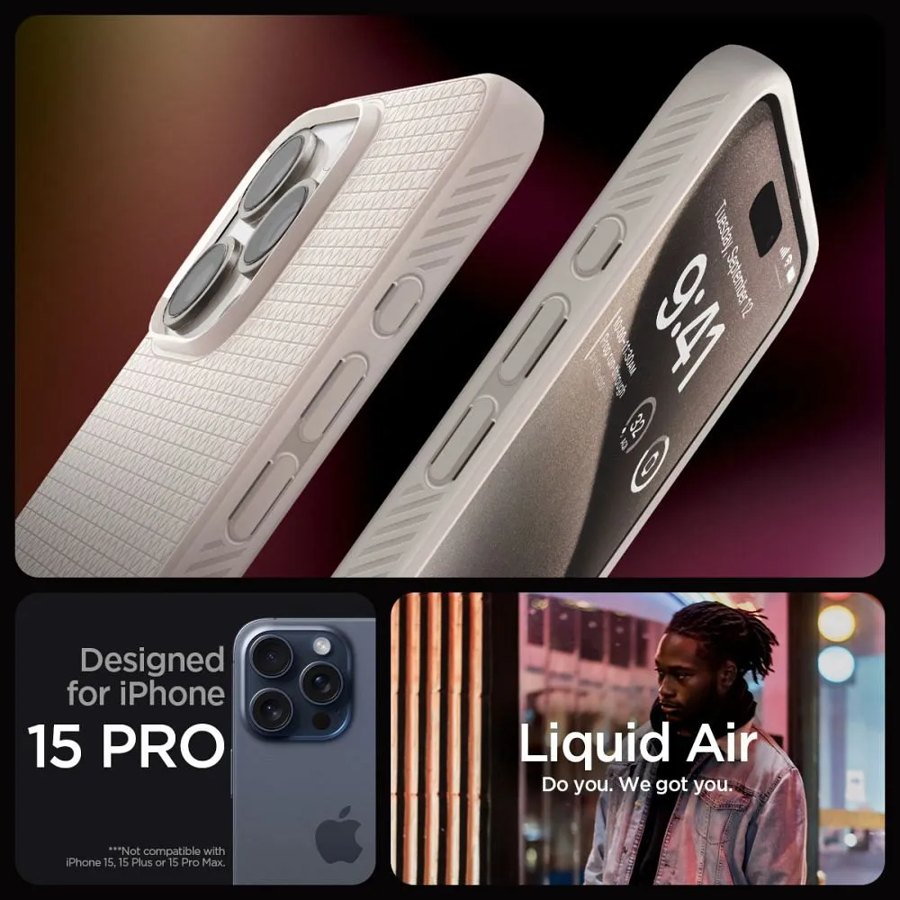 SPIGEN Liquid Air case for IPHONE 15 PRO natural titanium - Image 2