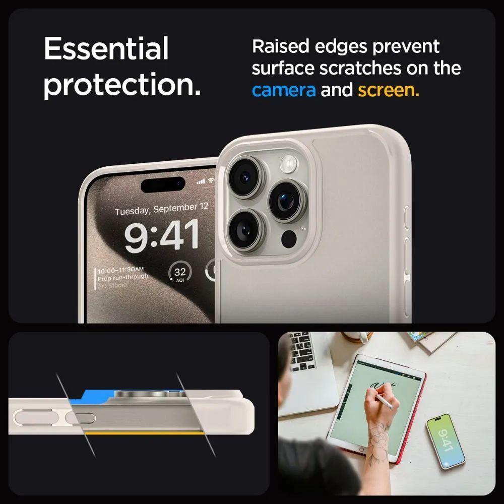 SPIGEN Ultra Hybrid case for IPHONE 15 PRO MAX natural titatnium - Image 5