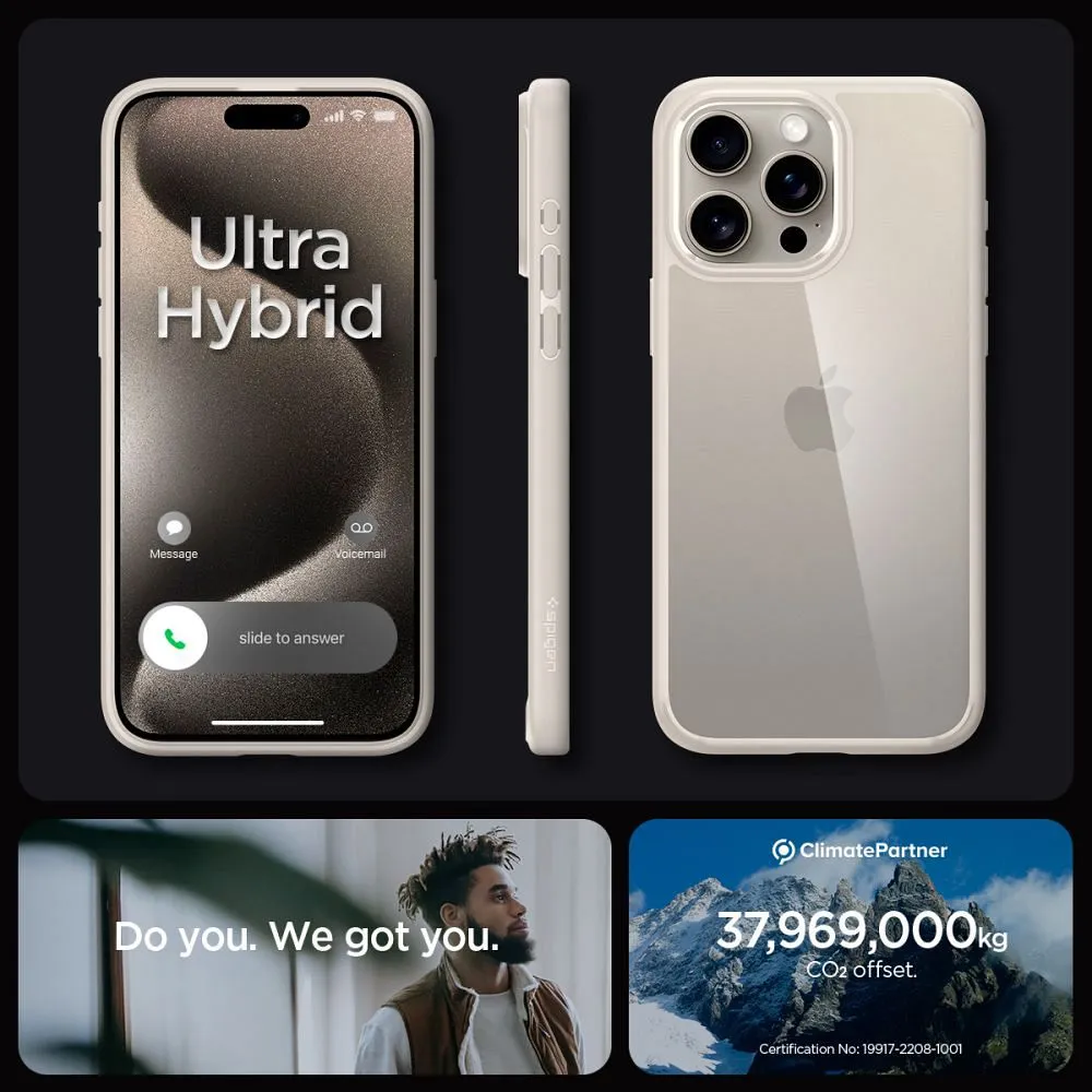 SPIGEN Ultra Hybrid case for IPHONE 15 PRO MAX natural titatnium - Image 7