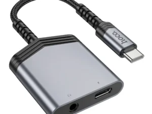 HOCO adapter AUX 2in1 Type C to Type C / Jack 3,5 mm 27W LS39 metal gray