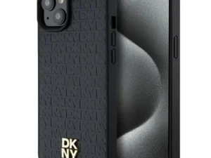 DKNY case for IPHONE 15 Plus compatible with MagSafe DKHMP15MPSHRPSK (DKNY HC MagSafe Pu Repeat Pattern W/Stack Logo) black
