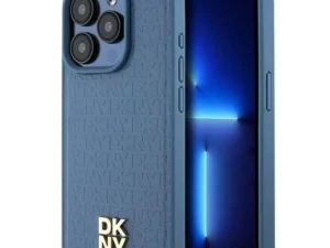 DKNY case for IPHONE 15 Pro compatible with MagSafe DKHMP15LPSHRPSB (DKNY HC MagSafe Pu Repeat Pattern W/Stack Logo) blue