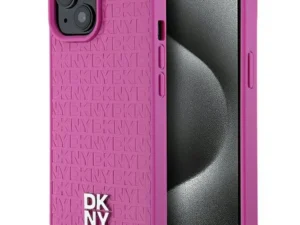DKNY case for IPHONE 15 compatible with MagSafe DKHMP15SPSHRPSP (DKNY HC MagSafe Pu Repeat Pattern W/Stack Logo) pink