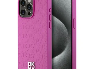 DKNY case for IPHONE 15 Pro Max compatible with MagSafe DKHMP15XPSHRPSP (DKNY HC MagSafe Pu Repeat Pattern W/Stack Logo) pink