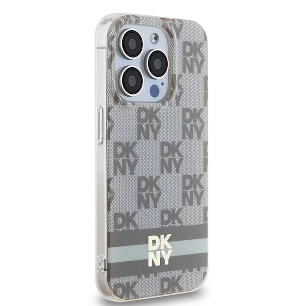 DKNY case for IPHONE 15 Pro compatible with MagSafe DKHMP15LHCPTSE (DKNY HC MagSafe PC TPU Checkered Pattern W/Printed Stripes) beige - Image 4