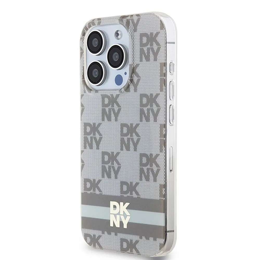 DKNY case for IPHONE 15 Pro compatible with MagSafe DKHMP15LHCPTSE (DKNY HC MagSafe PC TPU Checkered Pattern W/Printed Stripes) beige - Image 2