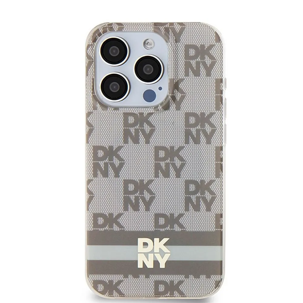 DKNY case for IPHONE 15 Pro compatible with MagSafe DKHMP15LHCPTSE (DKNY HC MagSafe PC TPU Checkered Pattern W/Printed Stripes) beige - Image 3