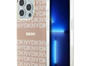 DKNY case for IPHONE 14 Pro Max compatible with MagSafe DKHMP14XHRHSEP (DKNY HC MagSafe PC TPU Repeat Texture Pattern W/ Stripe) pink