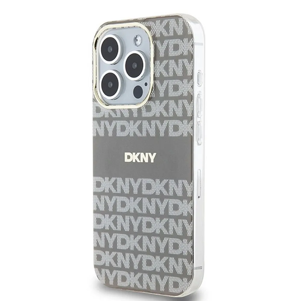 DKNY case for IPHONE 15 Pro Max compatible with MagSafe DKHMP15XHRHSEE (DKNY HC MagSafe PC TPU Repeat Texture Pattern W/ Stripe) beige - Image 2