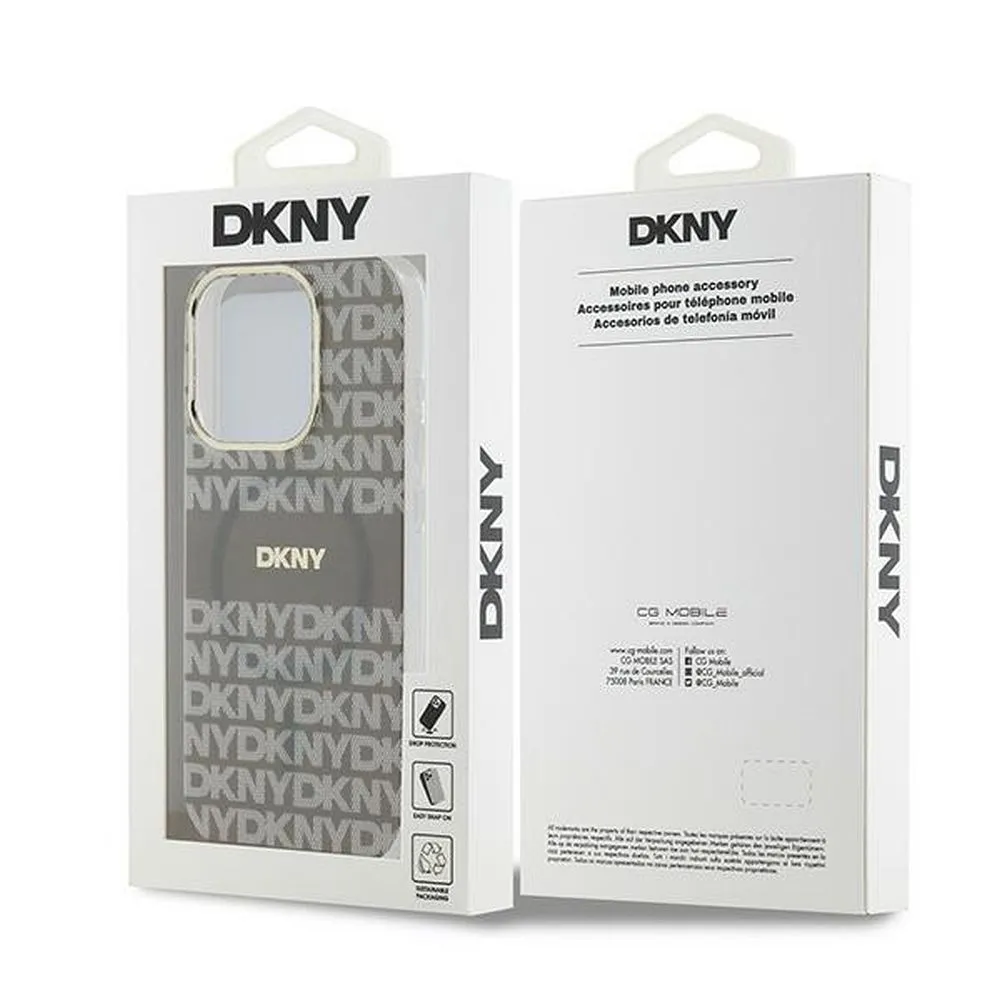 DKNY case for IPHONE 15 Pro Max compatible with MagSafe DKHMP15XHRHSEE (DKNY HC MagSafe PC TPU Repeat Texture Pattern W/ Stripe) beige - Image 8