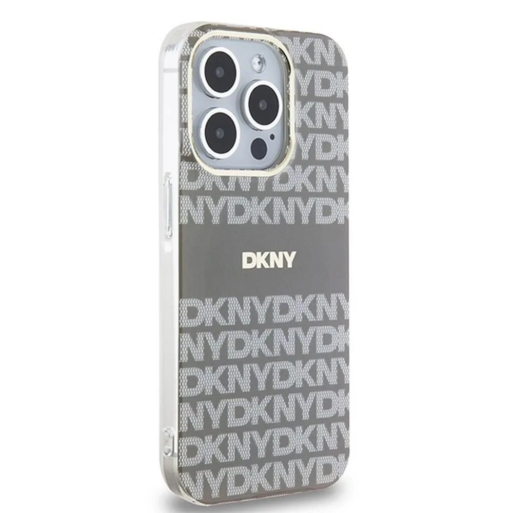 DKNY case for IPHONE 15 Pro Max compatible with MagSafe DKHMP15XHRHSEE (DKNY HC MagSafe PC TPU Repeat Texture Pattern W/ Stripe) beige - Image 4