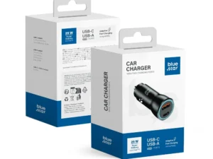 BLUE STAR autós töltő 3 A, 25 W, Type-C + USB-A, PD, QC3.0, AFC, PPS, fekete