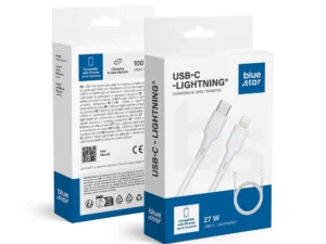 BLUE STAR kábel 2,4 A, 27 W, C-típus – Lightning, DC-001CL2.4, 1 m, fehér