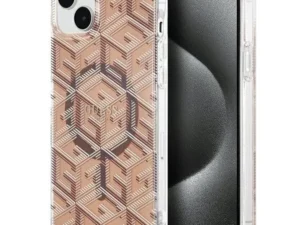 GUESS case for IPHONE 15 Plus compatible with MagSafe GUHMP15MHGCUSTGW (IML GCUBE) brown