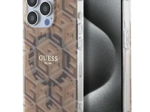 GUESS case for IPHONE 15 Pro compatible with MagSafe GUHMP15LHGCUSTGW (IML GCUBE) brown