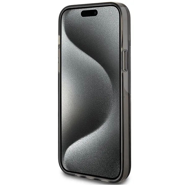 GUESS case for IPHONE 15 GUHCP15SLFCSEGK (Liquid Glitter Gold Stripes) black - Image 5