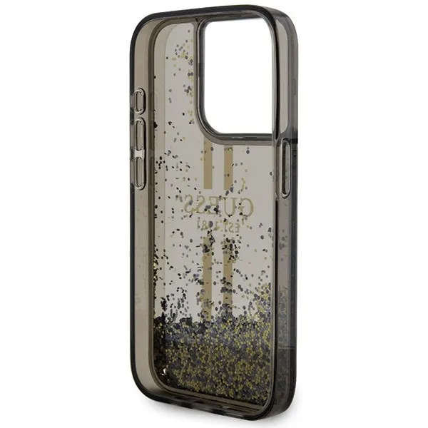 GUESS case for IPHONE 15 Pro Max GUHCP15XLFCSEGK (Liquid Glitter Gold Stripes) black - Image 7