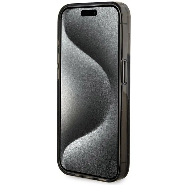 GUESS case for IPHONE 15 Pro Max GUHCP15XLFCSEGK (Liquid Glitter Gold Stripes) black - Image 5