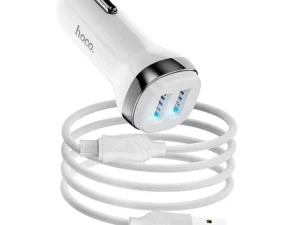 HOCO car charger 2 x USB A + cable USB A to Micro USB 2,4A Z40 white