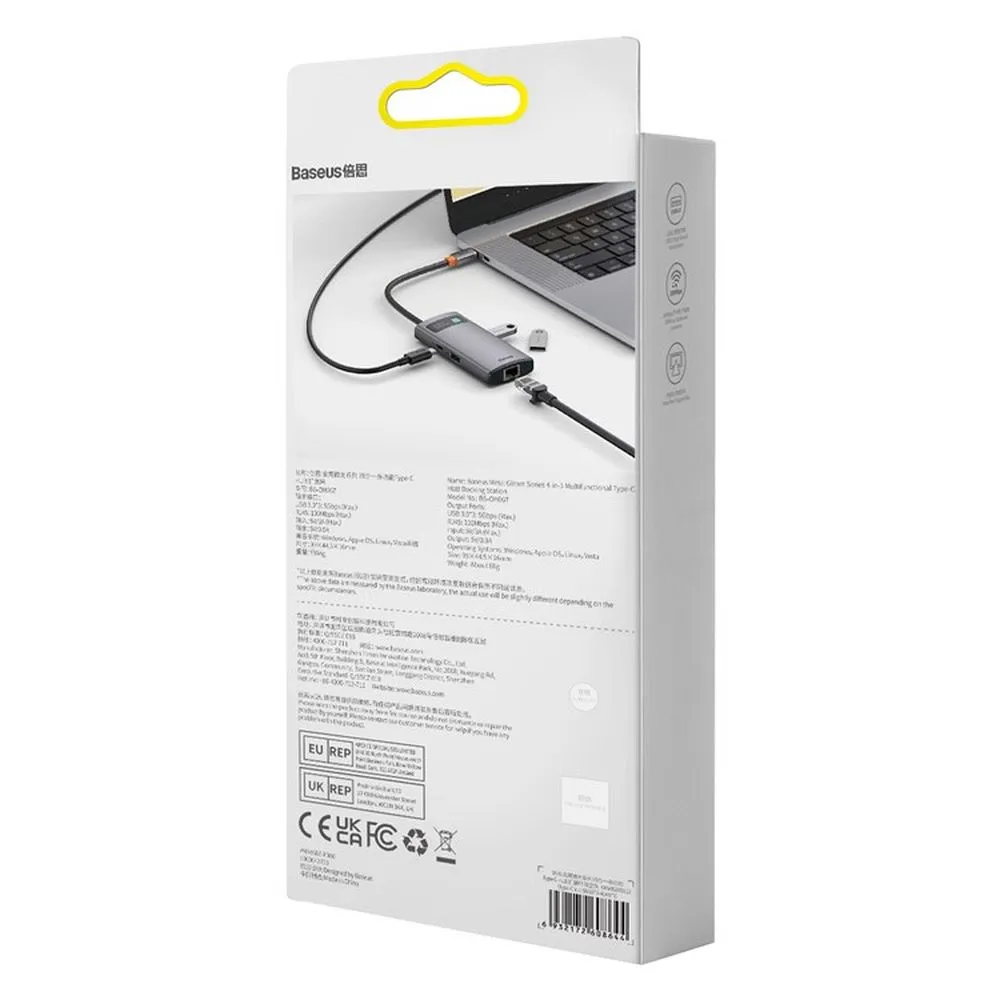 BASEUS adapter HUB 4in1 Type C WKWG070113/BS-OH067 0,17 m gray - Image 13