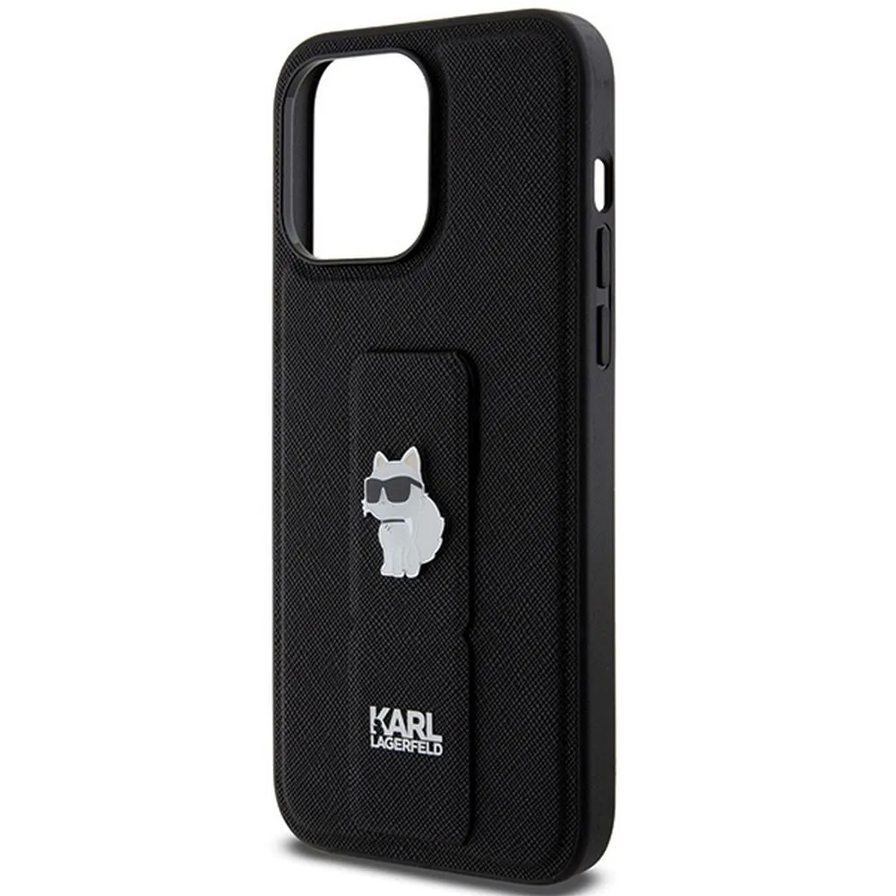 KARL LAGERFELD case for IPHONE 13 Pro Max KLHCP13XGSACHPK (Gripstand Saffiano choupette PIN) black - Image 13