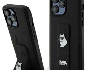 KARL LAGERFELD case for IPHONE 13 Pro Max KLHCP13XGSACHPK (Gripstand Saffiano choupette PIN) black