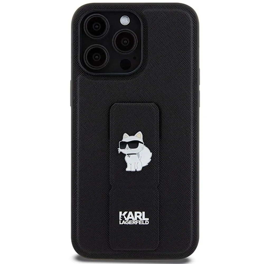 KARL LAGERFELD case for IPHONE 13 Pro Max KLHCP13XGSACHPK (Gripstand Saffiano choupette PIN) black - Image 10