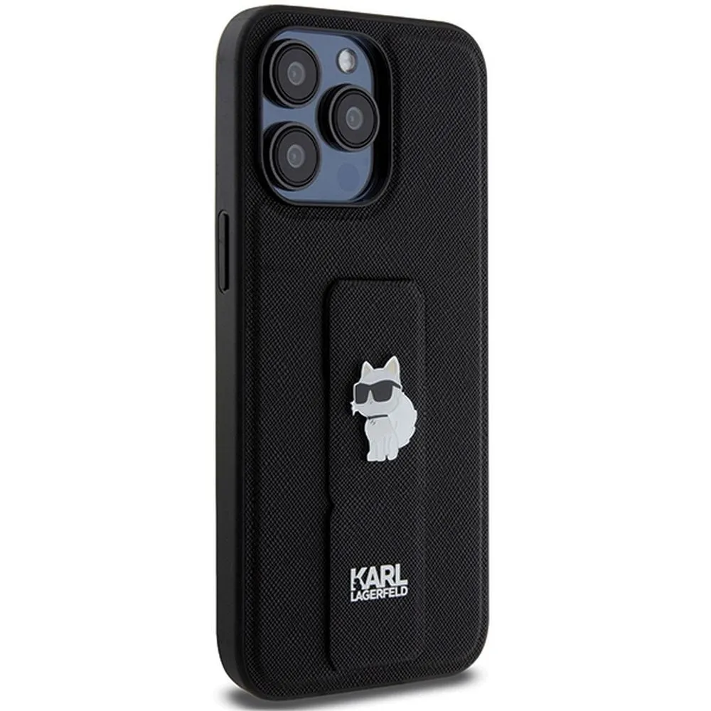KARL LAGERFELD case for IPHONE 13 Pro Max KLHCP13XGSACHPK (Gripstand Saffiano choupette PIN) black - Image 11