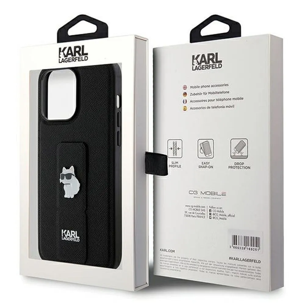 KARL LAGERFELD case for IPHONE 13 Pro Max KLHCP13XGSACHPK (Gripstand Saffiano choupette PIN) black - Image 15