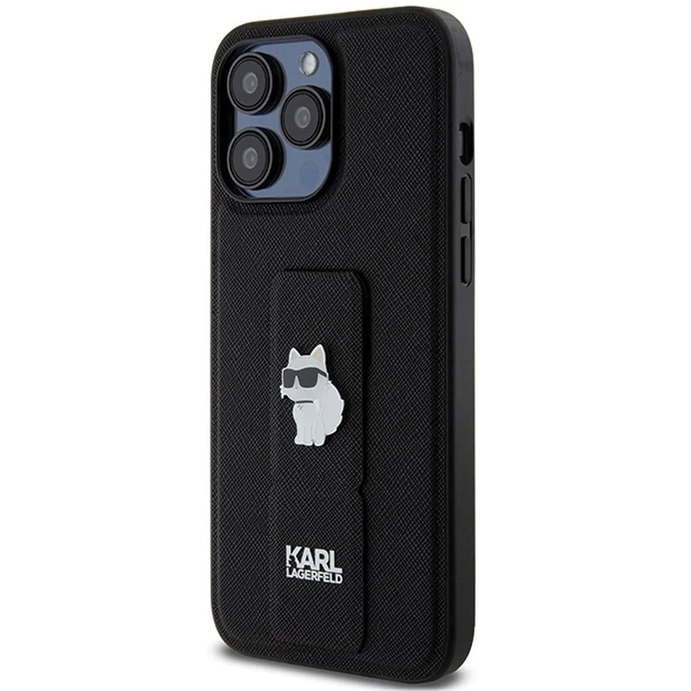 KARL LAGERFELD case for IPHONE 13 Pro Max KLHCP13XGSACHPK (Gripstand Saffiano choupette PIN) black - Image 9