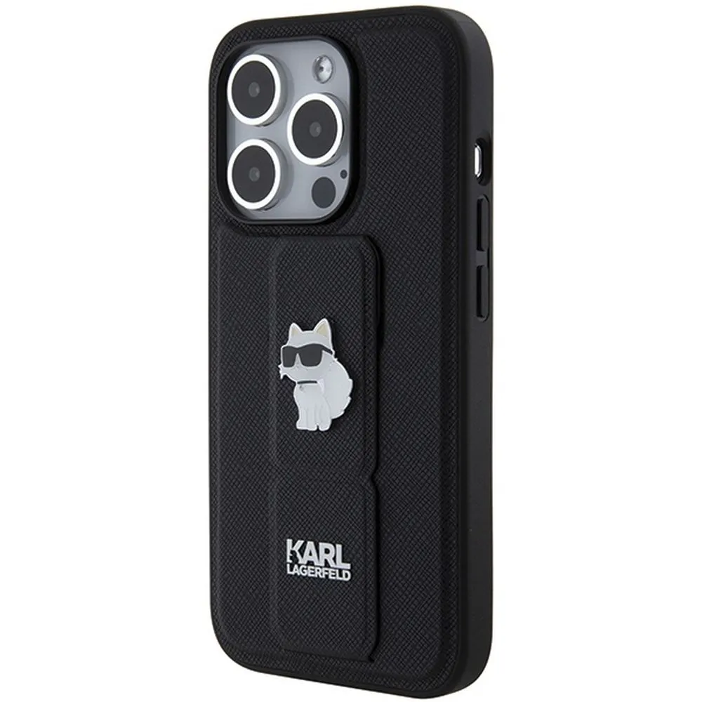 KARL LAGERFELD case for IPHONE 14 Pro Max KLHCP14XGSACHPK (Gripstand Saffiano choupette PIN) black - Image 10