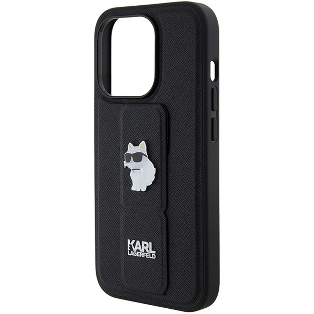 KARL LAGERFELD case for IPHONE 14 Pro Max KLHCP14XGSACHPK (Gripstand Saffiano choupette PIN) black - Image 14