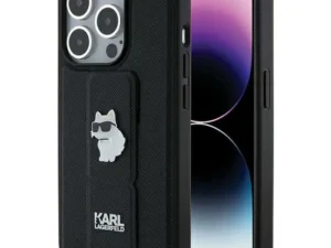 KARL LAGERFELD case for IPHONE 14 Pro Max KLHCP14XGSACHPK (Gripstand Saffiano choupette PIN) black