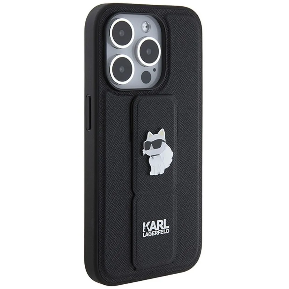 KARL LAGERFELD case for IPHONE 14 Pro Max KLHCP14XGSACHPK (Gripstand Saffiano choupette PIN) black - Image 12