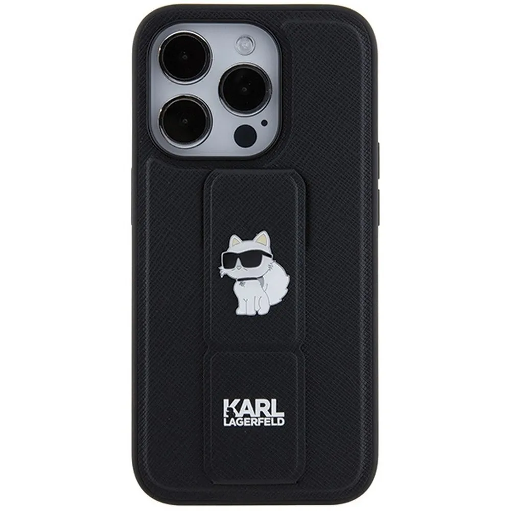 KARL LAGERFELD case for IPHONE 14 Pro Max KLHCP14XGSACHPK (Gripstand Saffiano choupette PIN) black - Image 11