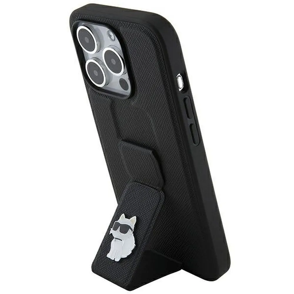KARL LAGERFELD case for IPHONE 14 Pro Max KLHCP14XGSACHPK (Gripstand Saffiano choupette PIN) black - Image 16