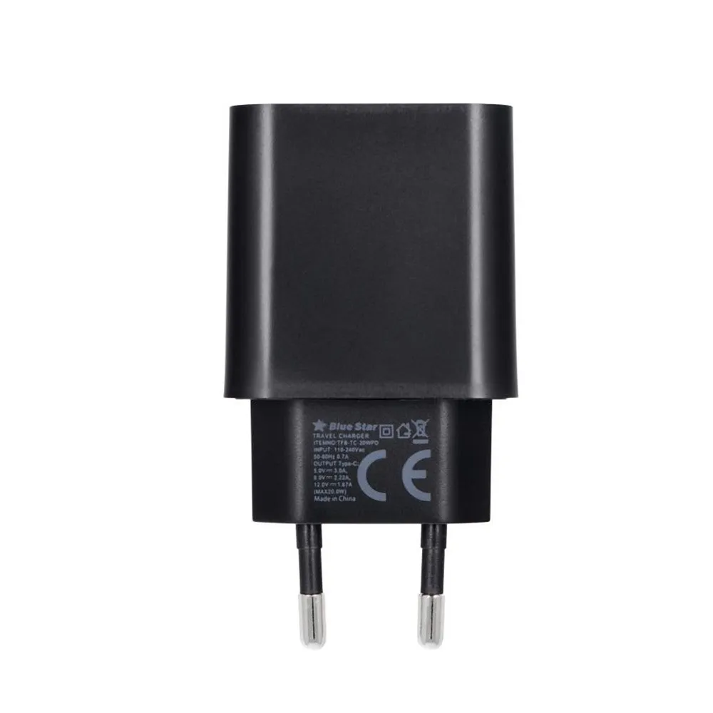 BLUE STAR utazó töltő, C-típus + C-típus–Lightning kábel, PD, QC 4.0, 3 A, 20 W, TFB-TC-20WPD, fekete - Image 14