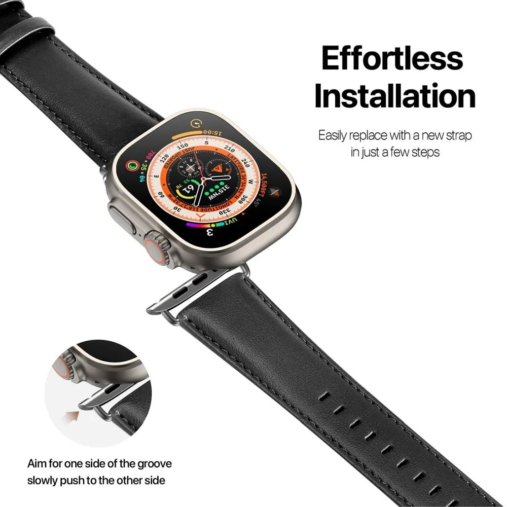 DUX DUCIS strap YS genuine leather for Apple Watch 42 / 44 / 45 / 49 mm black - Image 3