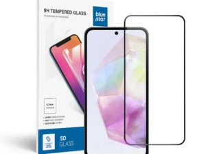 Tempered Glass Blue Star  - SAMSUNG A35 5G Full Face (full glue with frame/small size) - black