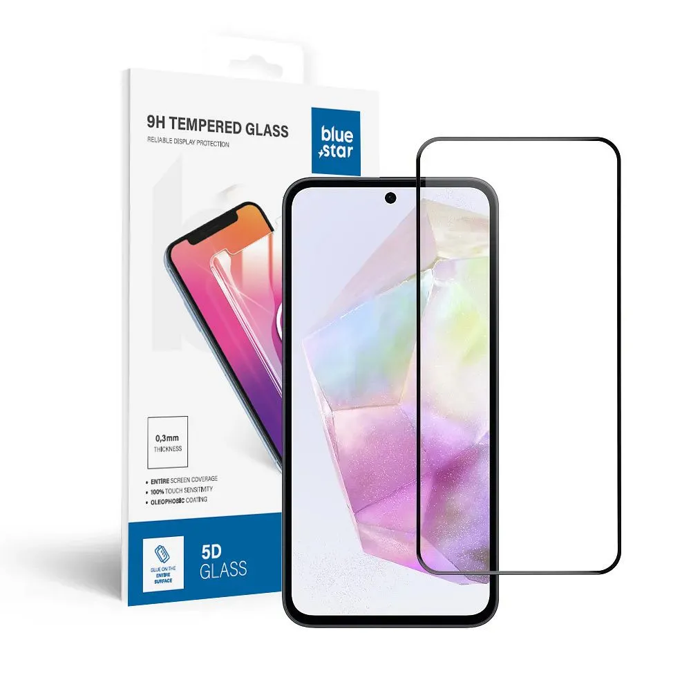 Tempered Glass Blue Star - SAMSUNG A35 5G Full Face (full glue with frame/small size) - black