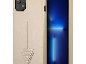 GUESS case for IPHONE 13 / 14 / 15 GUHCP14SPSATLE (SaffianoTriangle Logo) beige