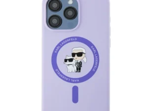 KARL LAGERFELD case for IPHONE 15 Pro Max compatible with MagSafe KLHMP15XSCMKCRHU (Silicone KC Body Ring) purple