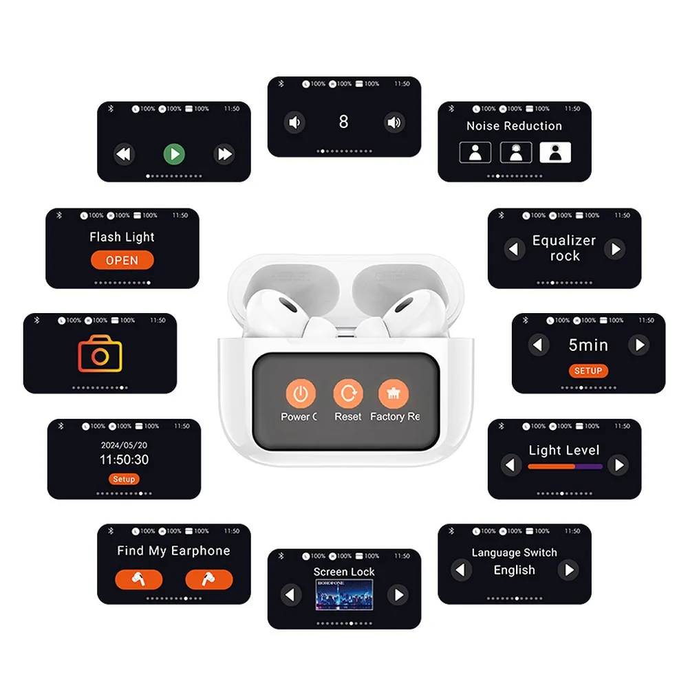 HOCO wireless earphones bluetooth with touch screen TWS ANC EW72 white - Image 7