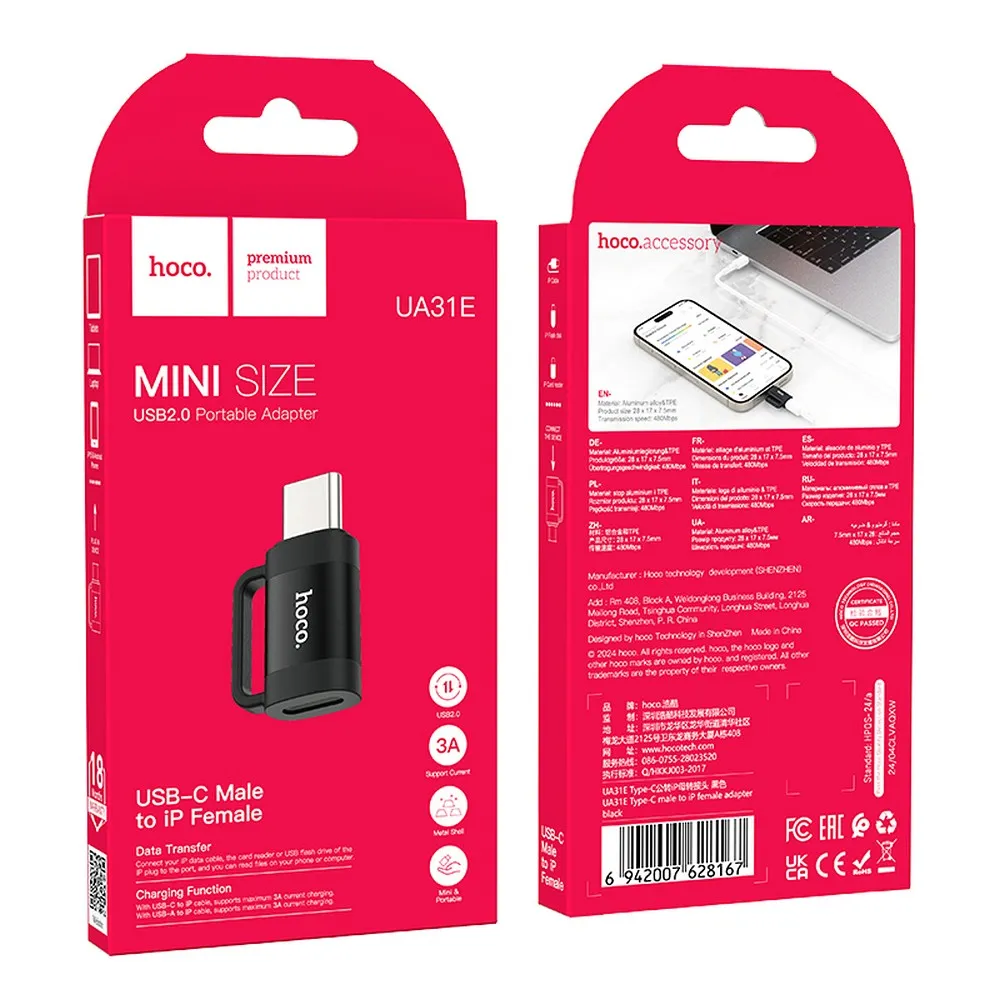 HOCO adapter OTG Type C (male) to Lightning (female) 3A UA31E gray - Image 5