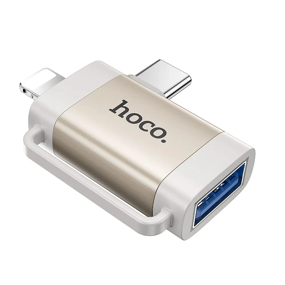 HOCO adapter OTG 2in1 Type C (male) / Lightning (male) to USB A (female) UA31F gray - Image 2
