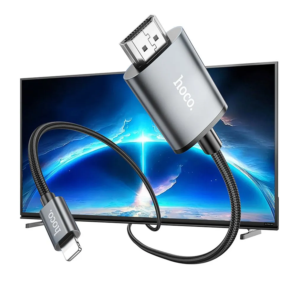HOCO cable Lightning to HDMI 1080p UA27 2 m metal gray - Image 6
