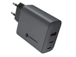 FORCELL F-ENERGY GaN VT-42B utazótöltő, 2 x Type-C + USB-A, PD, QC 4.0, 4 A, 65 W, szürke
