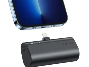 VEGER 5 000 mAh-s powerbank beépített Lightning PD QC3.0 3A 20W PlugOn csatlakozóval (W0556P), fekete